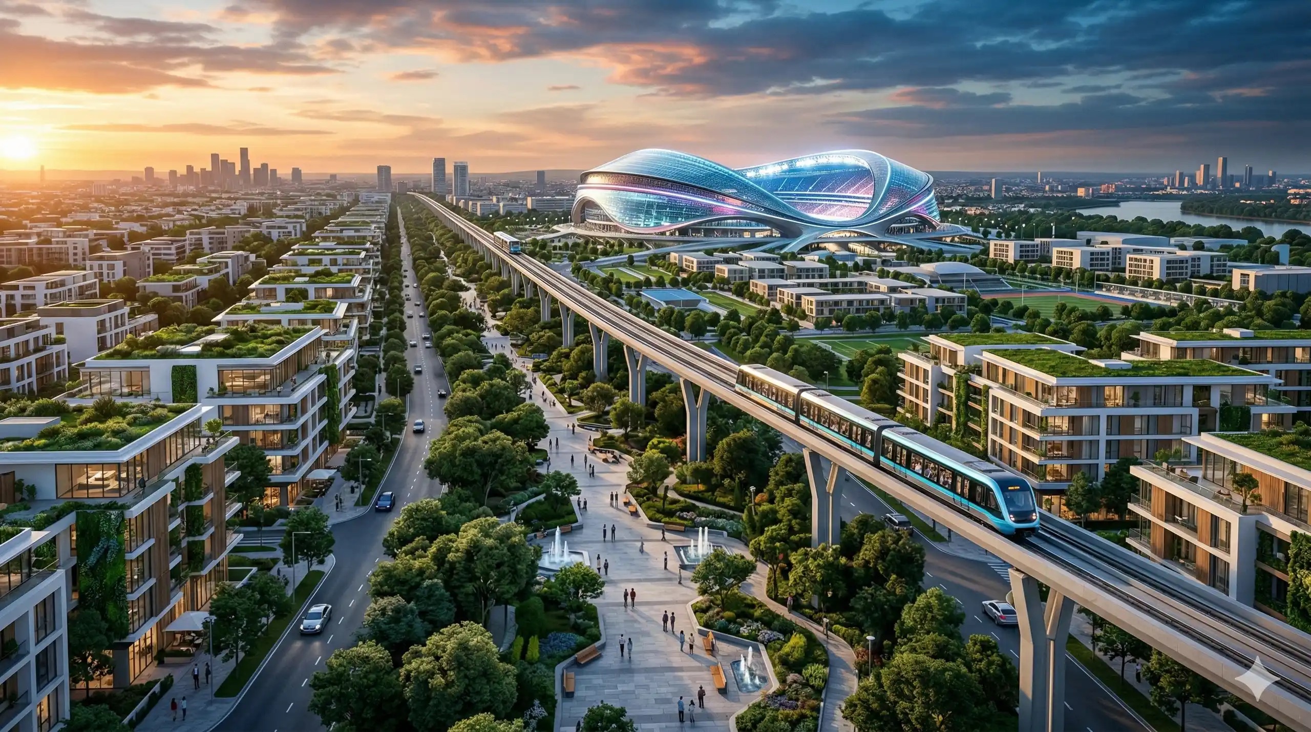 Phối cảnh không gian đô thị và tuyến metro trên cao